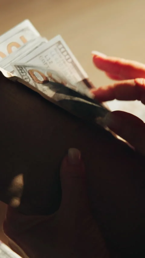 Counting, bills and payment with dollar and hands for money laundering, crime Stock Footage 333690709