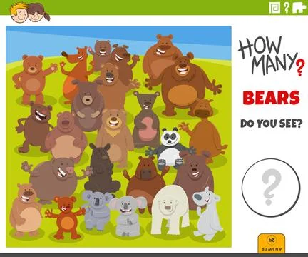 Counting cartoon bears animals educational game Stock Illustration