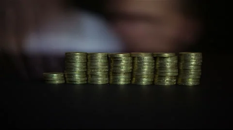 Counting coins Stock Footage 41398751