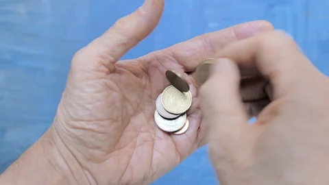 Counting Coins In Hand Stock Footage 101433591