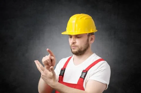 Counting construction worker Stock Photos