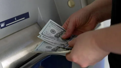 Counting Dollar Bills After ATM Withdrawal Video stock 323779912