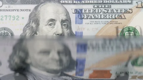 Counting Dollars. Machine counter automatic calculates a large amount of Dollars Видео 180006143