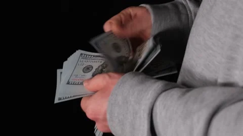 Counting dollars, man counting dollars with his hand, close up Stock Footage 166861249