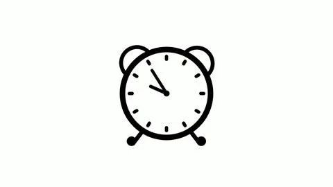 Counting down black color analog clock isolated Illustrazione stock