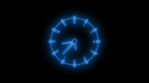 Counting down circle analog clock isolated animation on a black background Video stock 315003435