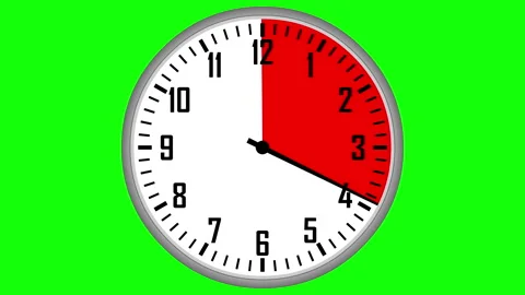 Counting down clock isolated animated, 12 hours clock animation Stockbeeldmateriaal 245342314