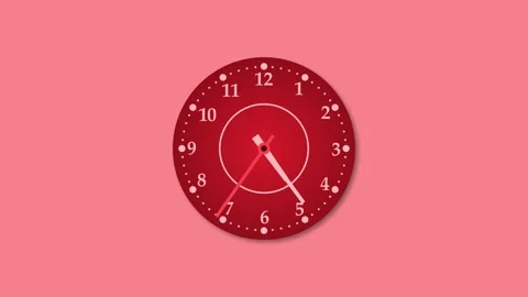 Counting down minimal clock animation, A minimalist analog clock with a red.. Stock Footage 304394245