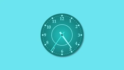 Counting down minimal clock animation, A minimalist analog clock with a cya.. Stock Footage 304394252