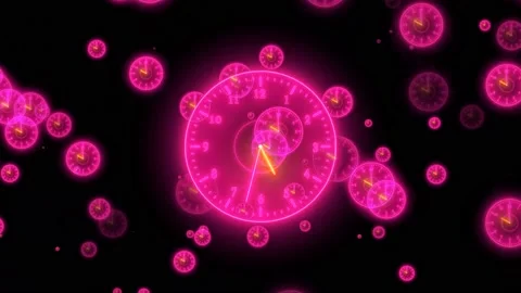 Counting down pink neon clock particle a... | Stock Video | Pond5