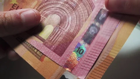 Counting euro banknotes Stock Footage 77783106