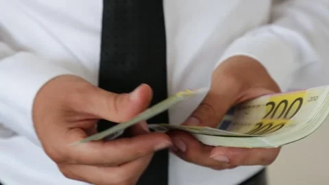 Counting Euro Bills Close Up Stock Footage 340903616
