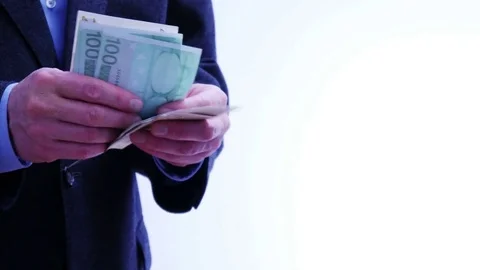 Counting euro bills Stock Footage 71187792