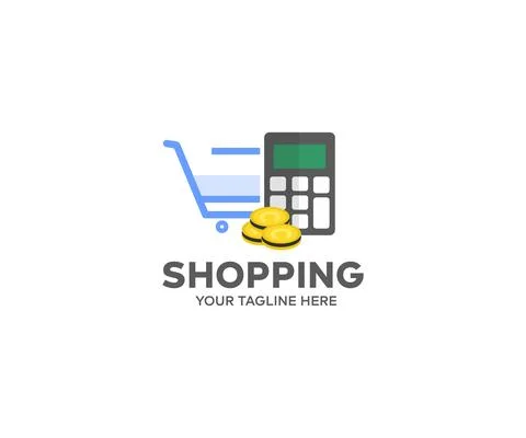 Counting finances using calculator logo design. Vector design and illustration. Stock Illustration