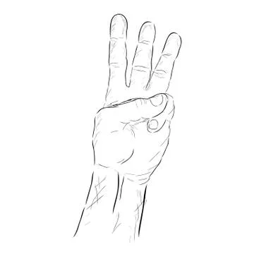 Counting Hand, or Vote, Three, isolated on white Stock Illustration