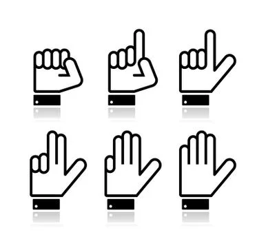 Counting hand signs - vector isolated on white Stock Illustration