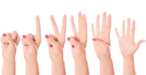 Counting hands (0 to 5) Stock Photos