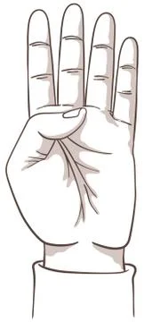 Counting on hands: four Stock Illustration