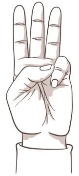 Counting on hands: three Stock Illustration