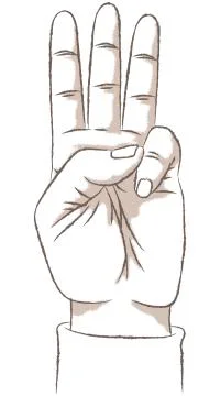 Counting on hands: three. Stock Illustration