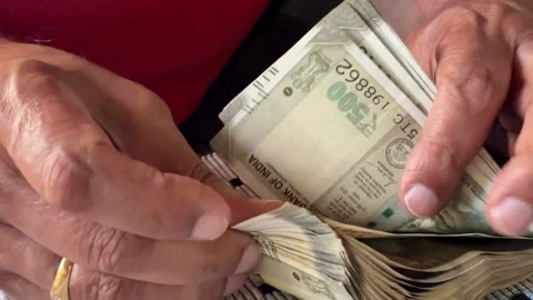 Counting indian rupee notes Stock Footage 320035674
