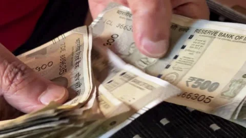 Counting indian rupee notes Stock Footage 320035677