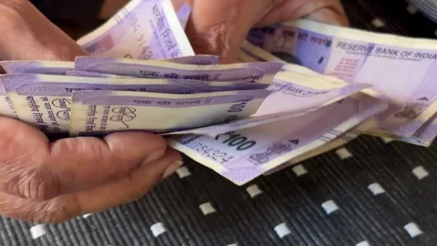 Counting indian rupee notes Stock Footage 320035692