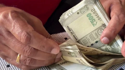 Counting indian rupee notes Stock Footage 320035700