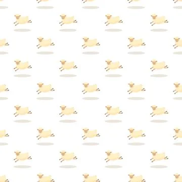 Counting jumping sheep seamless pattern for sleep concept Stock Illustration