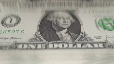 Counting A Large Stack Of One Dollar Bills On A Special Machine. Video stock 322521558