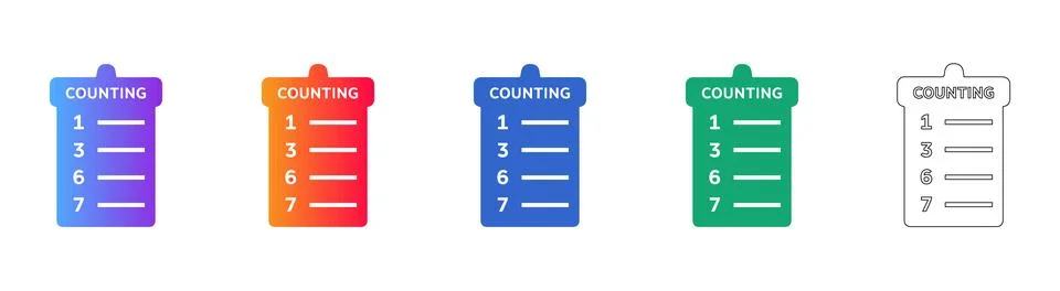 Counting List Icon Set for Data Management Stock Illustration