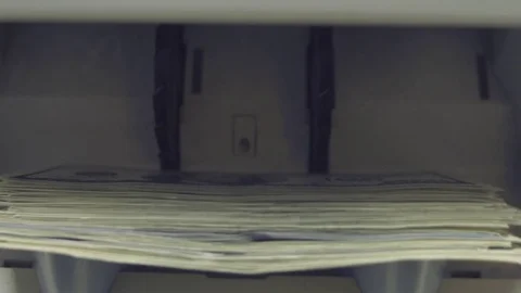 Counting machine counts the dollars Stock Footage 83361627
