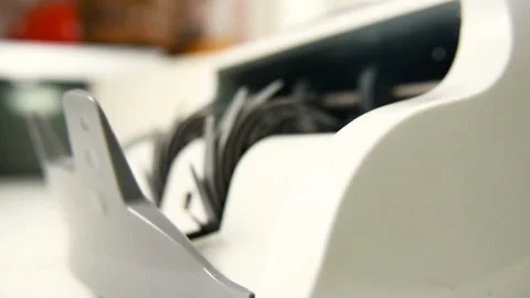 The counting machine counts many bills for one hundred American dollars of a new Stock-Footage 102621296