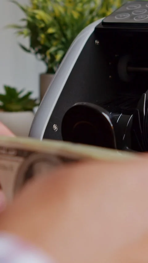 Counting Machine Processes American Currency With Speed And Accuracy Stock Footage 315688421