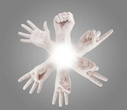 Counting man hands (0 to 5) isolated on white background Stock Illustration