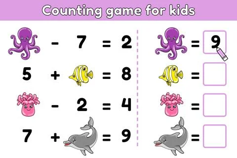 Counting math game for children Stock Illustration