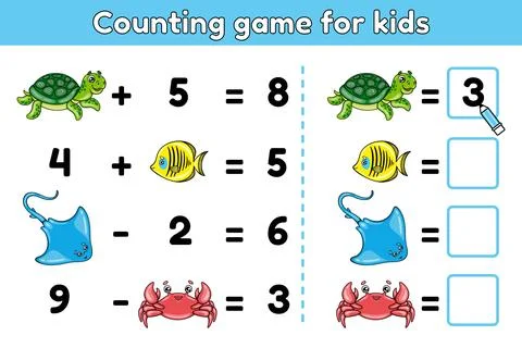 Counting math game for children Stock Illustration