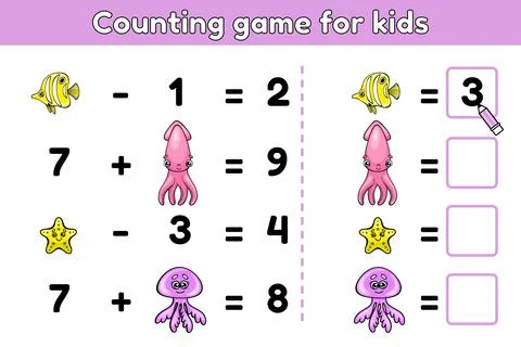 Counting math game for children Stock Illustration