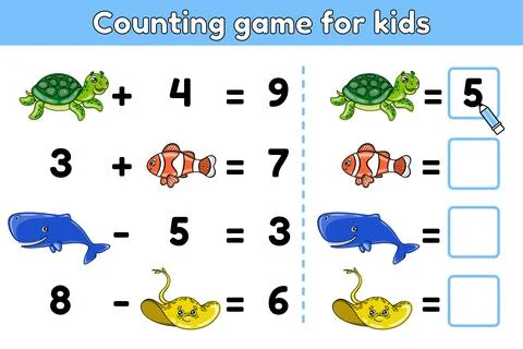 Counting math game for children Stock Illustration