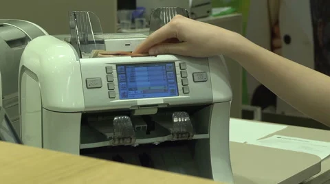 Counting Money In 5000 Rubles For Adding Machine Stock Footage 56927312