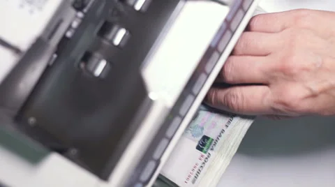 Counting Money In 5000 Rubles For Adding Machine Stock Footage 62018041