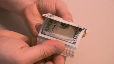 Counting money by hand. Stock Footage 155186266