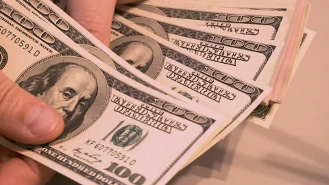 Counting money by hand. Stock Footage 155186408