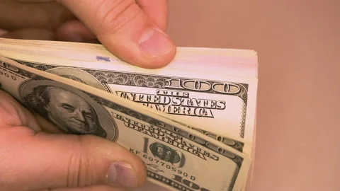 Counting money by hand. Stock Footage 155186472