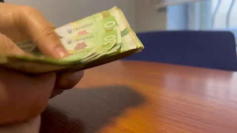 Counting money by hand Stock Footage 252514511
