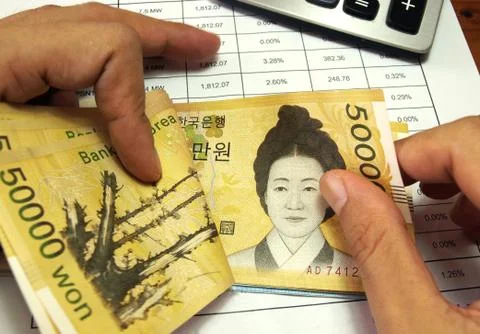 Counting money Stock Photos