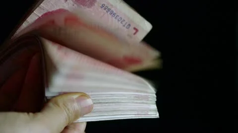 Counting money RMB. 库存影片 9853306