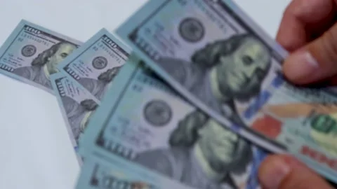 Counting money in the U.S. Stock Footage 236435033