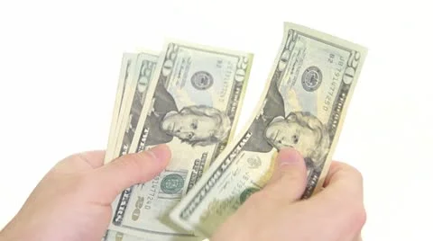Counting Money White Background Stock Footage