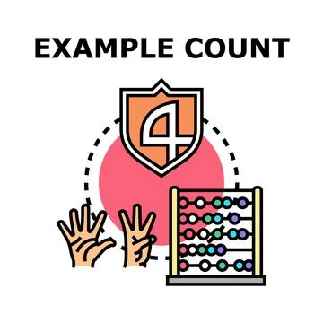 Counting number four with hands and abacus Stock Illustration